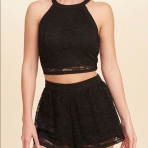 Hollister Lace Crop Top & Shorts Set